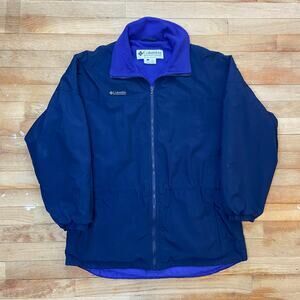 Vintage Columbia Jacket Blue Fleece Lined Zip Up Pockets Insulated Womens Large